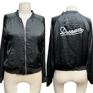 Spiritual Gangster Dreamer Bomber Jacket Black Kids Girls Size 14